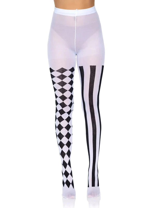 LEG AVENUE Tights - Black & White Harlequin Pattern 3 LEG AVENUE Tights - Black & White Harlequin Pattern - Image 3