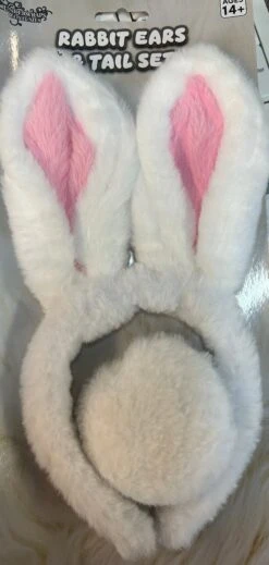 White Rabbit Ear And Tail Set