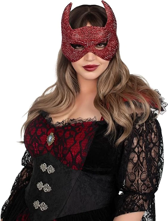 LEG AVENUE Rhinestone Devil Half Mask 2 LEG AVENUE Rhinestone Devil Half Mask - Image 2