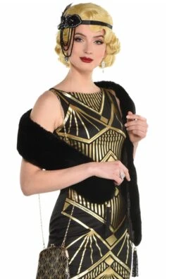 AMSCAN Black Fur Stole