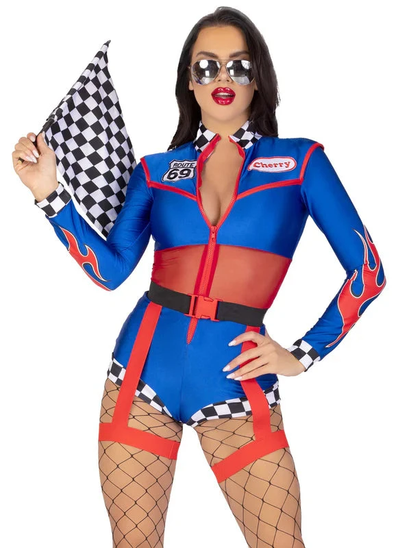 LEG AVENUE Cherry Bomb Race Car Romper Costume - Adult 1 LEG AVENUE Cherry Bomb Race Car Romper Costume - Adult