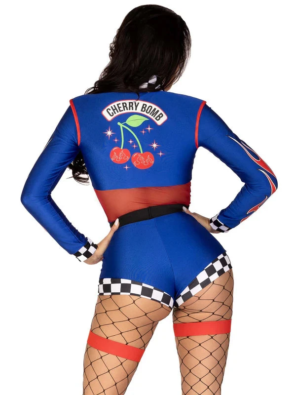 LEG AVENUE Cherry Bomb Race Car Romper Costume - Adult 2 LEG AVENUE Cherry Bomb Race Car Romper Costume - Adult - Image 2