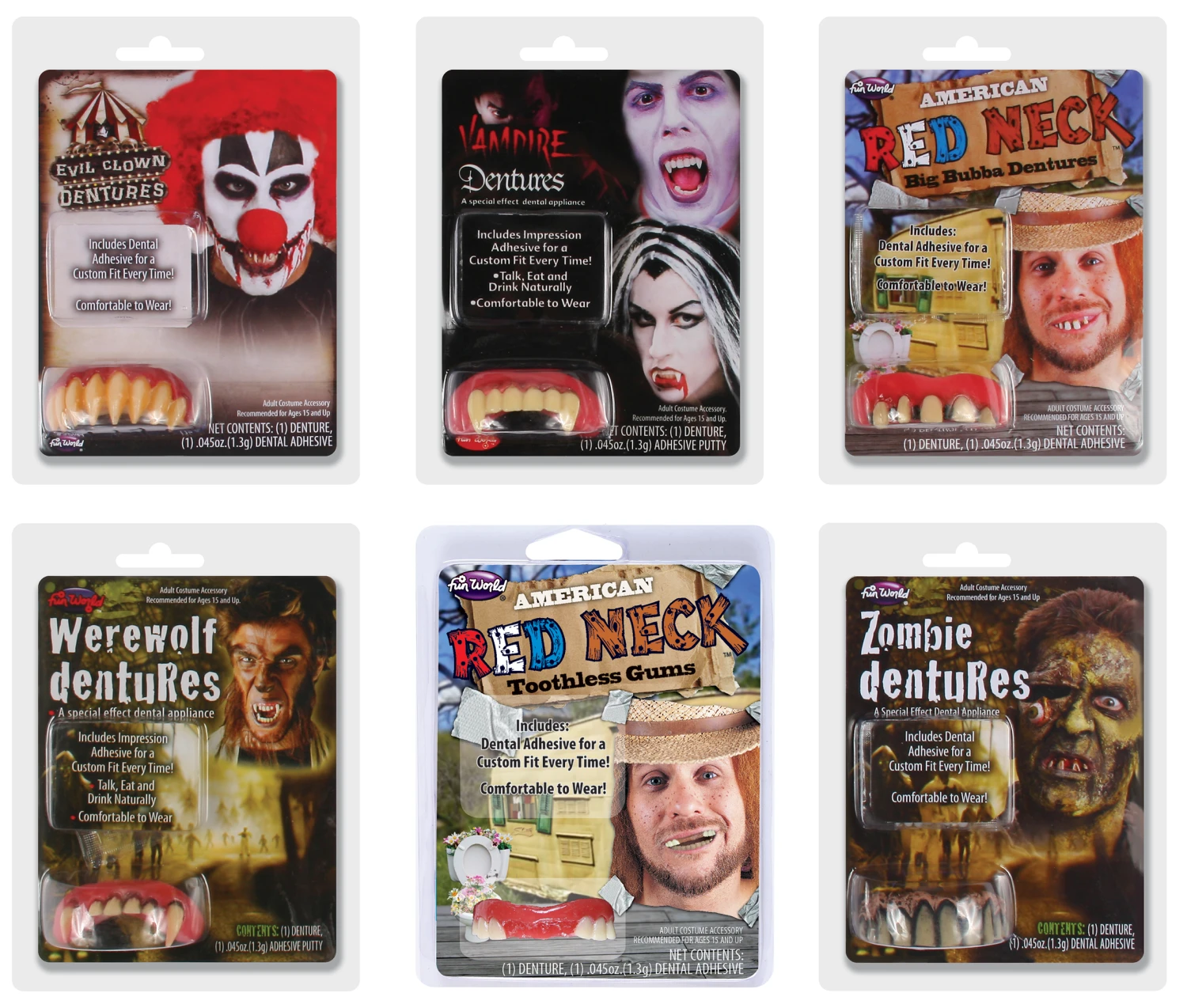 Fun World Big Bubba Dentures - 6 Assorte 1 Fun World Big Bubba Dentures - 6 Assorte