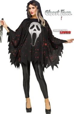 Fun World Glittering Ghost Face Adult Poncho