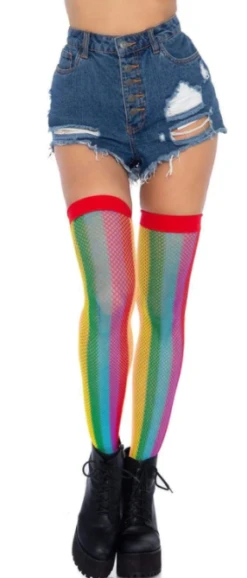 LEG AVENUE Rainbow Fishnet Thigh Highs