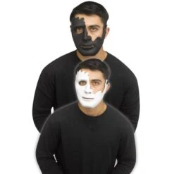 Fun World Black Or White Cracked 1/2 Mask Assortment
