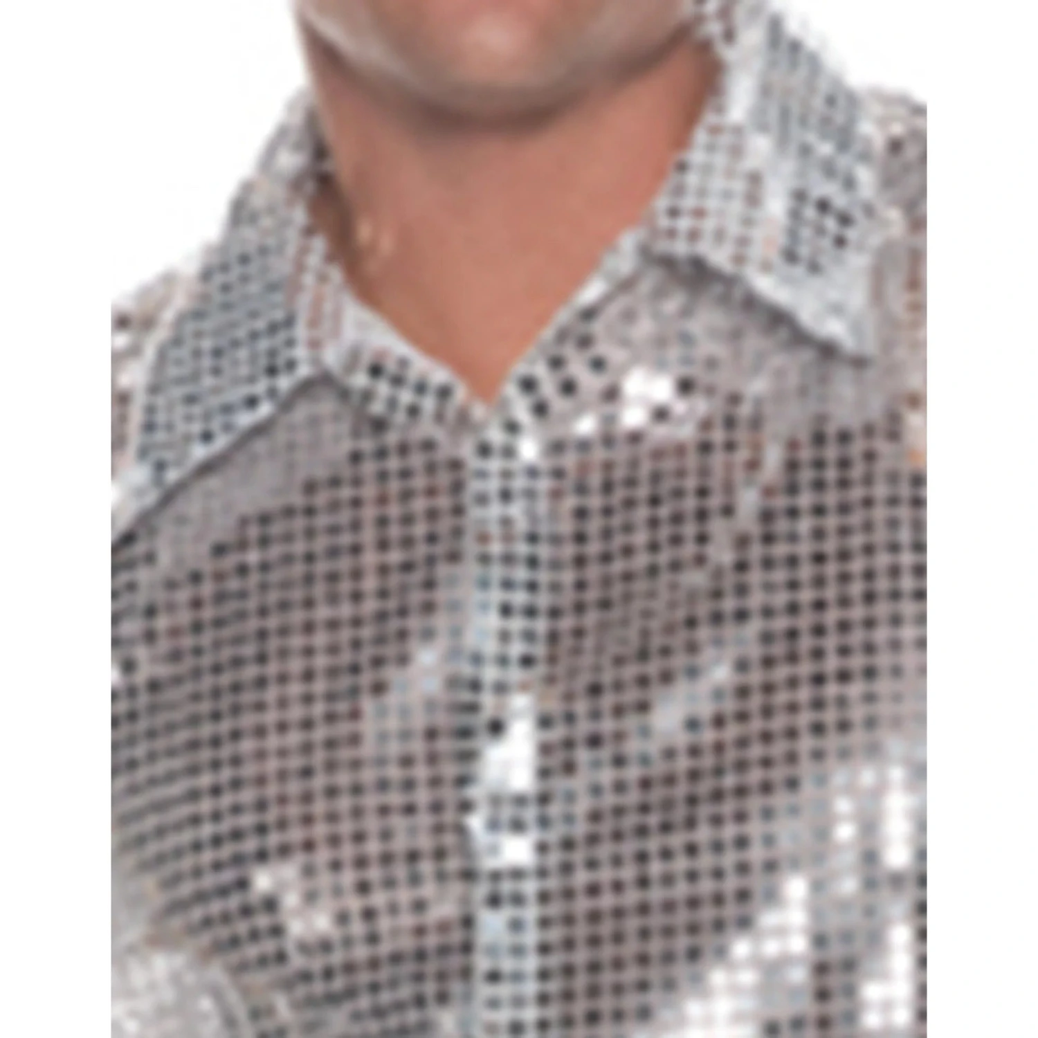 Silver Sequin Disco Shirt Adult Costume 2 Silver Sequin Disco Shirt Adult Costume - Image 2