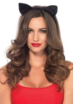 LEG AVENUE Velvet Black Cat Ears Headband