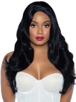LEG AVENUE Long Wavy Black Wig