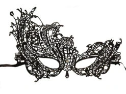 Black Brocade Lace Mask With Jewels