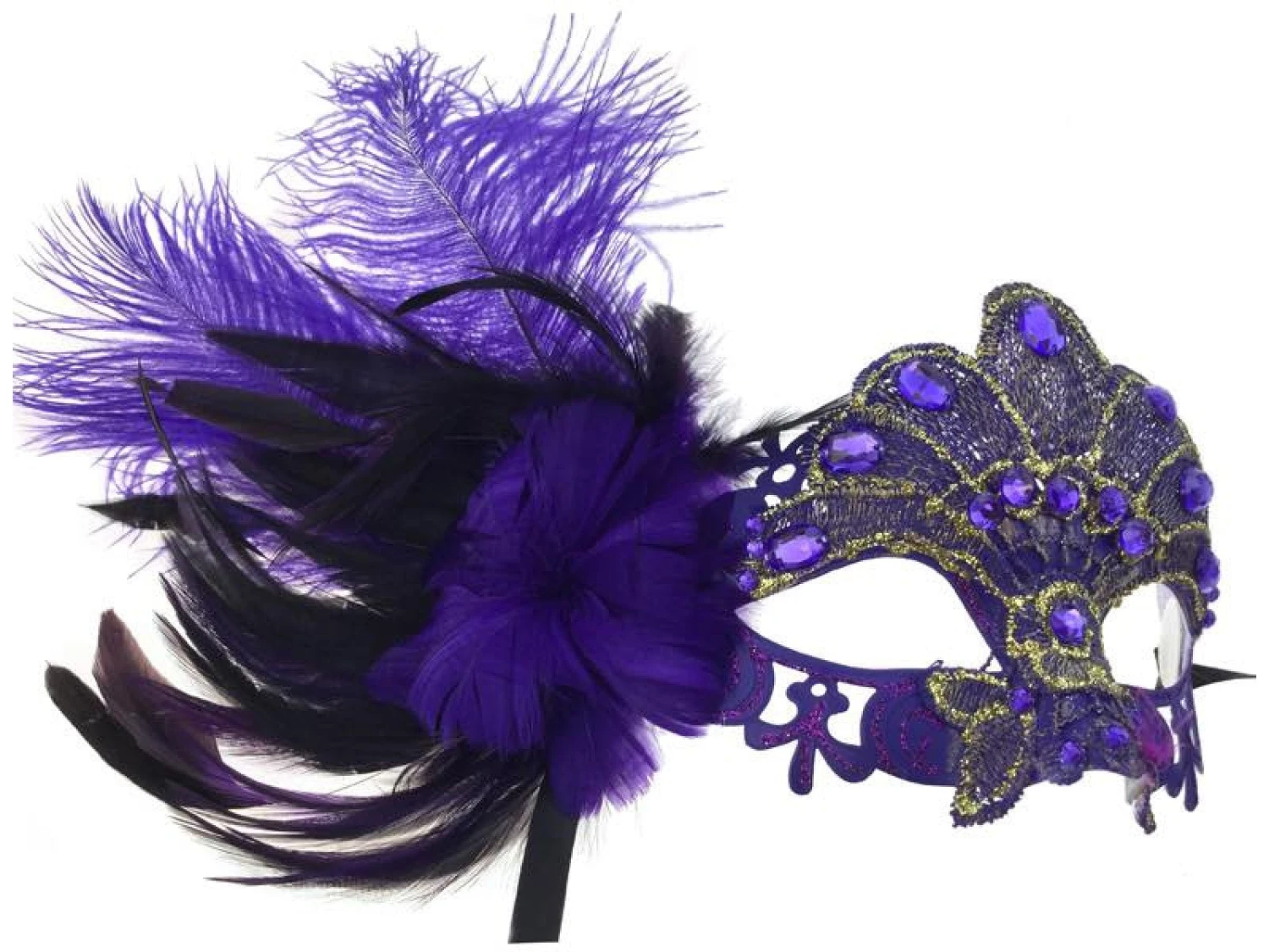 Purple & Black Half Mask With Crystals 3 Purple & Black Half Mask With Crystals - Image 3