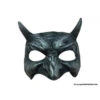 Silver Demon Half Mask With Black Highlights & Horns