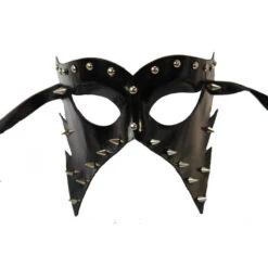 Shiny Pleather Half Mask With Spikes & Studs
