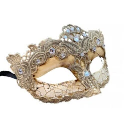 Cracked Ivory Lace Masquerade Mask