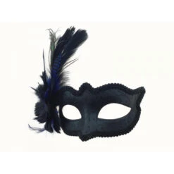 Black Peacock Feather Half Mask -Caufields Store M8334Blue 2 1000x1000w