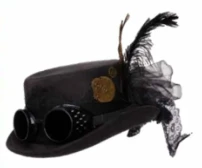 Women's Faux Suede Hat W/Goggles - Black