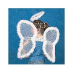White Chiffon Angel Wings W/Marabou Trim
