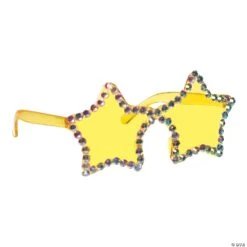 Gold Superstar Glasses With Rhinestones