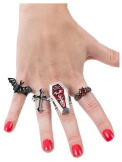 Gothic Vampire Rings Assortment 4pc
