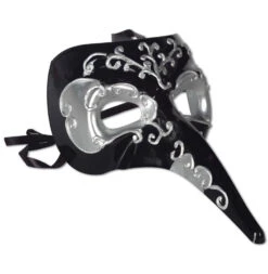 Venetian Mask - Black And Silver Zanni
