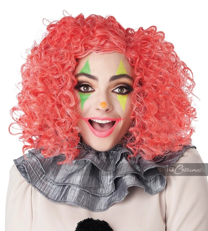 Curly Clown Wig- Glow In The Dark Red 1 Curly Clown Wig- Glow In The Dark Red