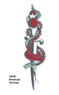 Tinsley Transfers - 1910 Snake W/ Dagger Temporary Tattoo