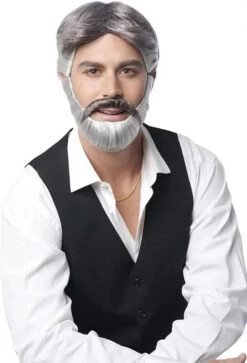 Gambler Wig And Beard Grey