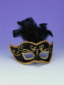 Forum Novelties Half Mask Venetian Black With Gold Trim