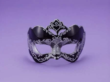 Forum Novelties Half Style Mask Black W/Silver 1 Forum Novelties Half Style Mask Black W/Silver