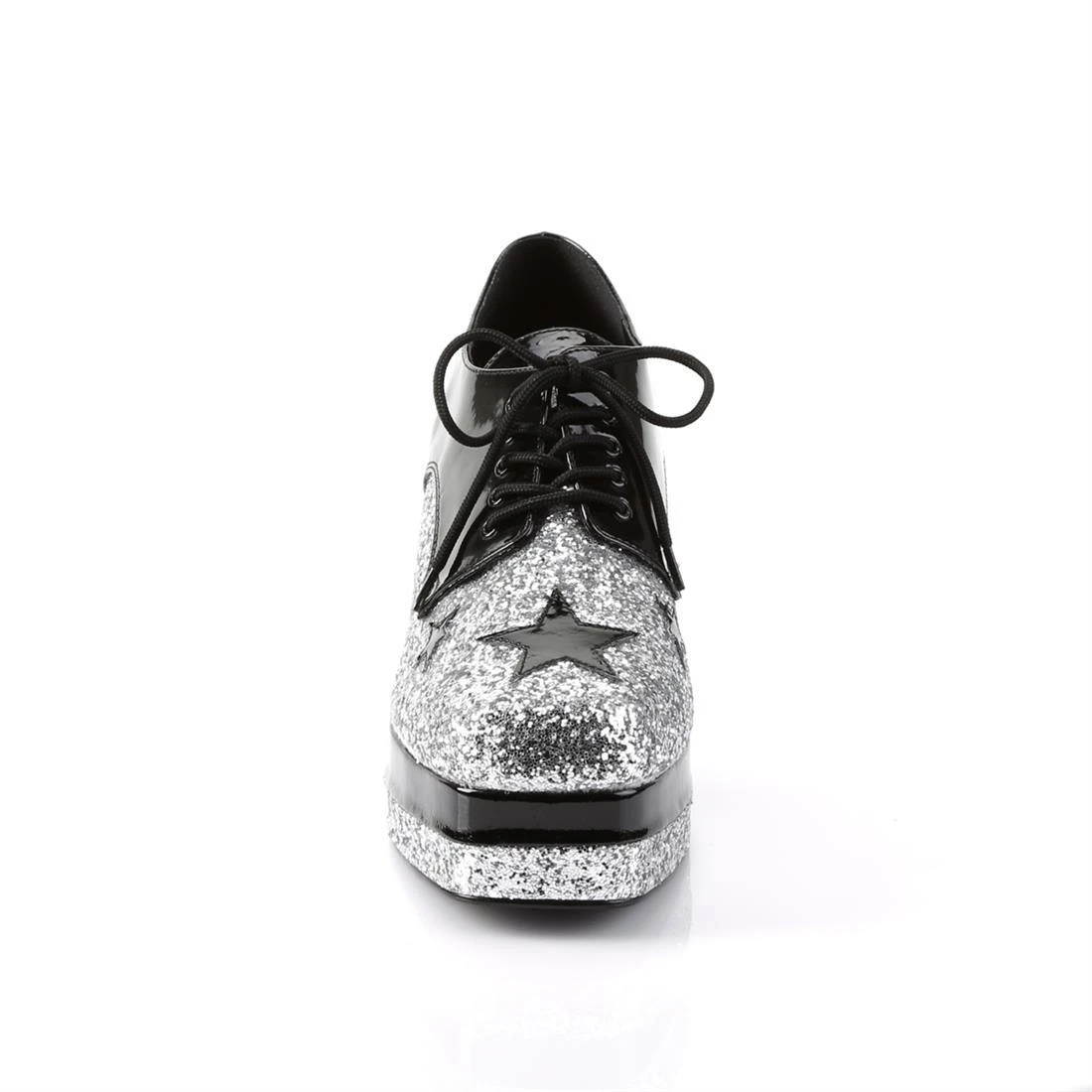 Glam Rock Platform Shoes - Black/Silver 2 Glam Rock Platform Shoes - Black/Silver - Image 2