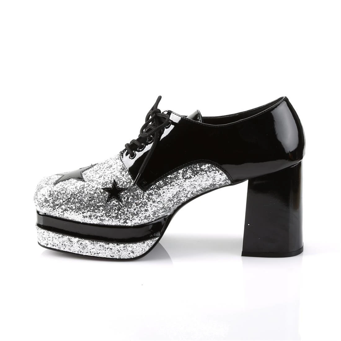 Glam Rock Platform Shoes - Black/Silver 3 Glam Rock Platform Shoes - Black/Silver - Image 3