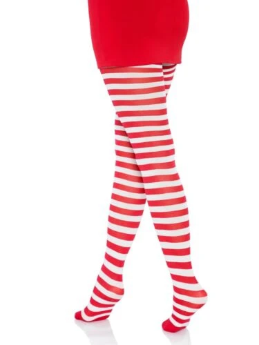 LEG AVENUE Red And White Striped Stockings - Standard Size 1 LEG AVENUE Red And White Striped Stockings - Standard Size
