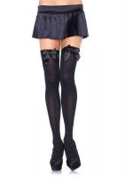 LEG AVENUE Thigh High Nylon’s Black With Black Bow - Standard