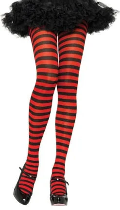 LEG AVENUE Black And Red Stockings - Standard Size