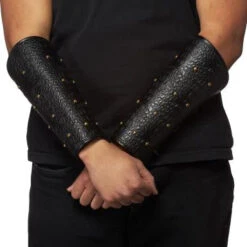Black Leather Like Wrist Cuffs