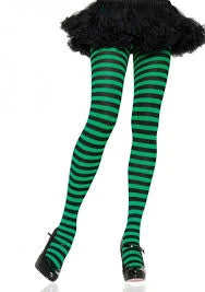 LEG AVENUE Black And Green Stockings - Standard Size