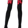 LEG AVENUE Thigh High Nylon’s Black With Red Bow - Standard