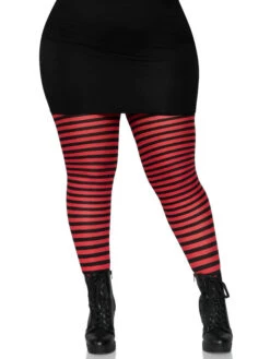 LEG AVENUE Black And Red Stockings - Plus Size