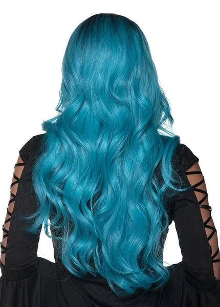 Turquoise/Black Long Ombré Wig 2 Turquoise/Black Long Ombré Wig - Image 2