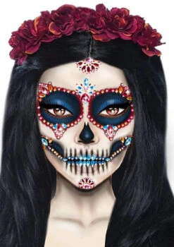 LEG AVENUE Self Adhesive Face Jewels - Day Of The Dead Multi Color