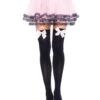 LEG AVENUE Thigh High Nylon’s Black With Pink Bow - Standard