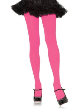 LEG AVENUE Nylon Women's Standard Solid Tights - Neon Pink