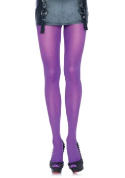 LEG AVENUE Nylon Women's Standard Solid Tights - Purple