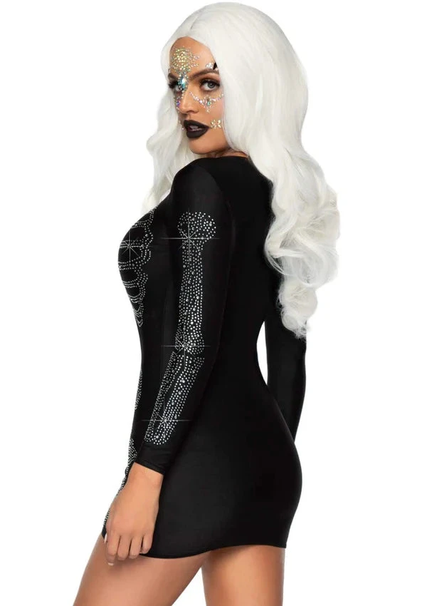 LEG AVENUE Rhinestone Spandex Skeleton Dress - Adult 2 LEG AVENUE Rhinestone Spandex Skeleton Dress - Adult - Image 2