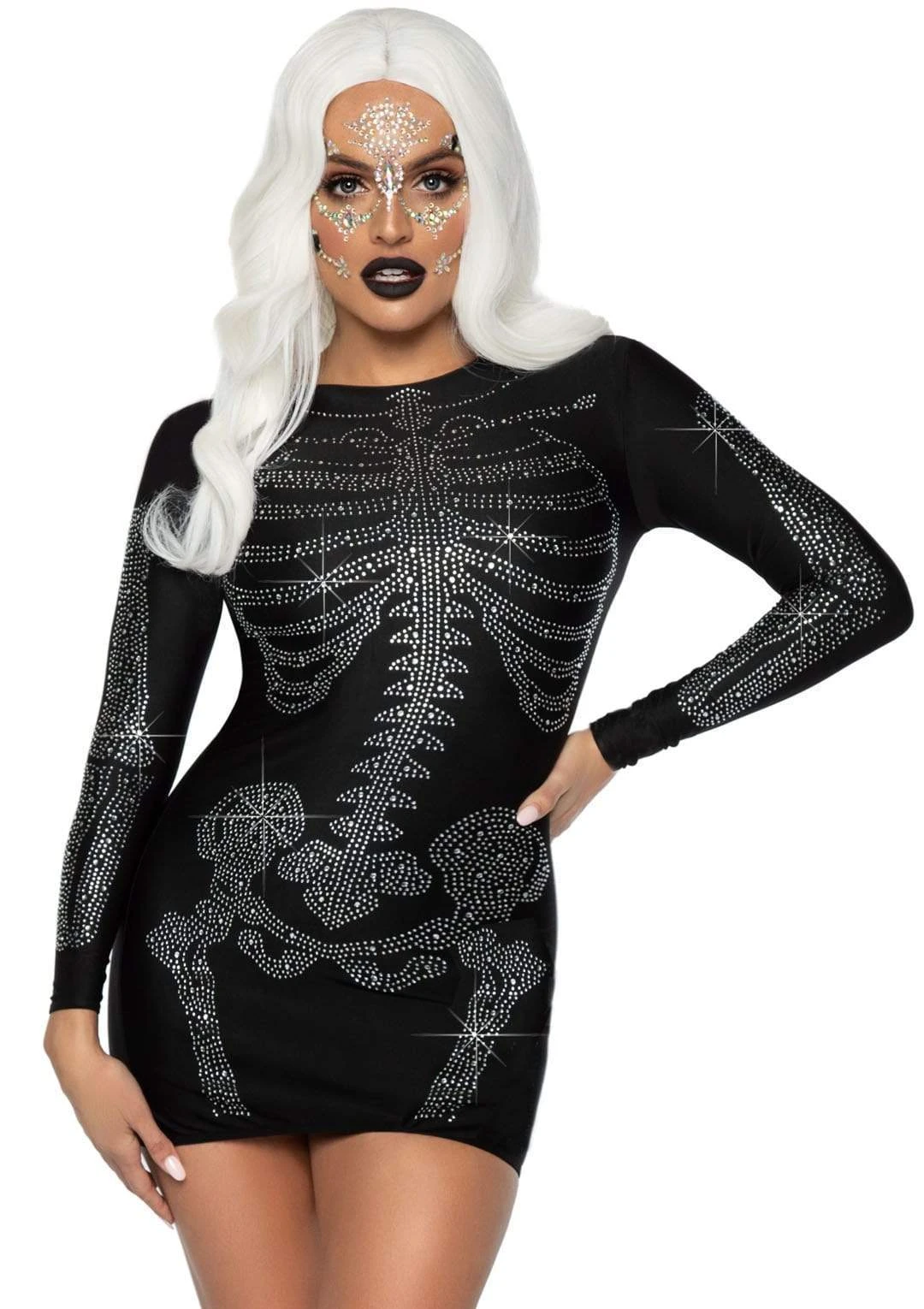 LEG AVENUE Rhinestone Spandex Skeleton Dress - Adult 1 LEG AVENUE Rhinestone Spandex Skeleton Dress - Adult