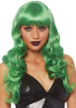 LEG AVENUE Misfit Long Wavy Bang Wig - Green