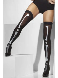 Skeleton Print Thigh Highs - Adult