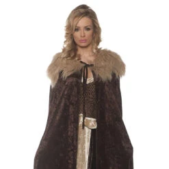 Brown Renaissance Cape With Fur Collar