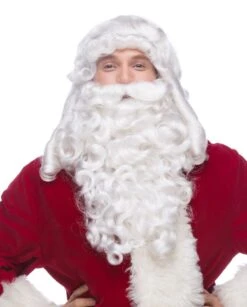 Professional Santa Wig & Beard Set - Sepia
