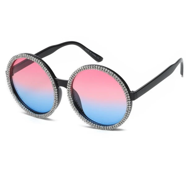 Large Round Ocean Lens Sunglasses W/Gems 1 Large Round Ocean Lens Sunglasses W/Gems